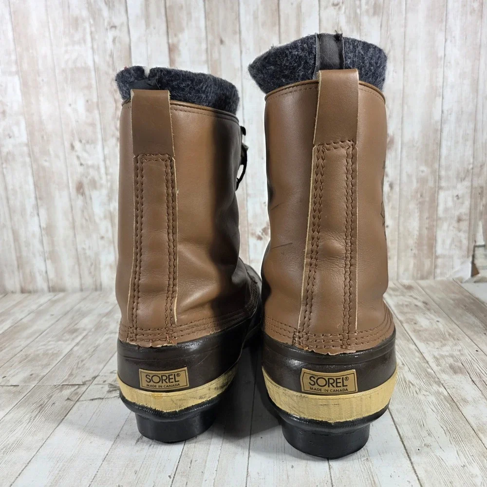 Sorel Superior Kaufman‎ Vintage Mens 10 Winter Boots Brown Leather Duck Boots